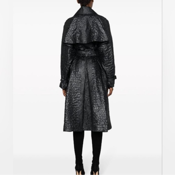 Authentic Versace Crocodile-Embossed A-Line Trench Coat - Picture 3 of 8